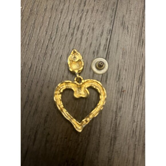 Premier Designs Hammered Gold Tone Heart Dangle Earrings - Picture 3 of 3